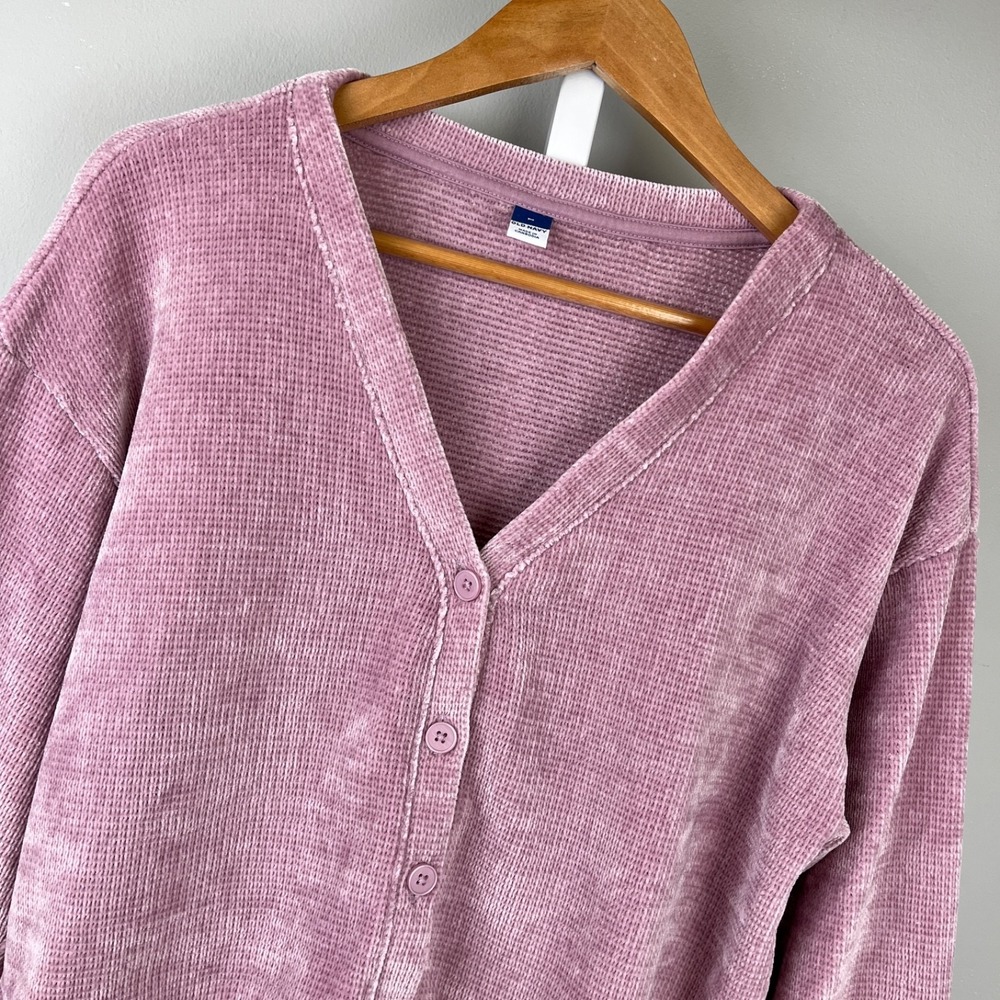 Old Navy‎ Cozy Chenille Long Sleeve Top Sweater Womens M Cropped Rosedawn Lilac